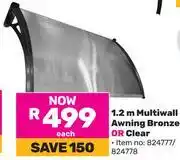 Game 1.2m Multiwall Awning Bronze or Clear offer