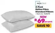 Game Mainstays 2 Pack Hollow Fibre Standard Pillows - Per Pack offer