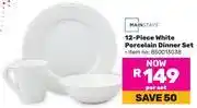 Game Mainstays 12 Piece White Porcelain Dinner Set offer
