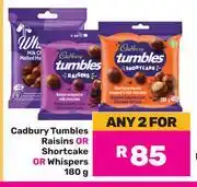 Game Cadbury Tumbles Raisins Or Shortcake Or Whispers-For 2 x 180g offer