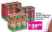 Game Rhodes Quality 100% Fruit Juice Assorted-6 x 200ml Per Pack offer
