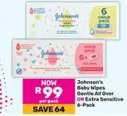 Game Johnson's Baby Wipes Gentle All Over Or Extra Sensitive 6 Pack-Per Pack offer
