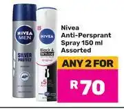 Game Nivea Anti Perspirant Spray Assorted-For 2 x 150ml offer