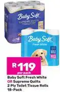Game Baby Soft Fresh White Or Supreme Quilts 2 Ply Toilet Tissue Rolls 18 Pack-Per Pack offer