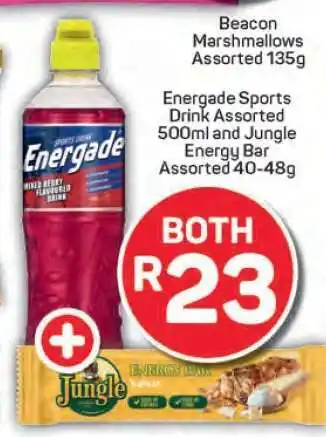 Pick n Pay Energade Sports Drink Assorted 500ml and Jungle Energy Bar Assorted 40-48g offer