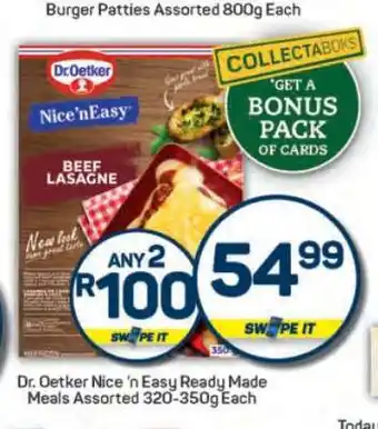 Pick n Pay Dr Oetker Nice 'n Easy Ready Made Meals Assorted 320 - 350g Each offer