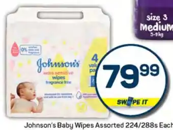 Pick n Pay Johnson's Baby Wipes Assorted 224/288s Each offer