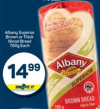 Pick n Pay Albany Superior Brown or Thick Sliced Bread offer