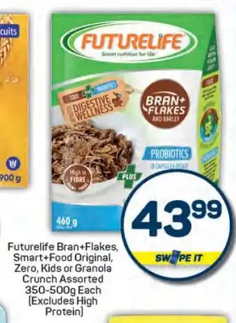 Pick n Pay Futurelife Bran+Flakes, Smart+Food Original, Zero, Kids or Granola Crunch Assorted offer