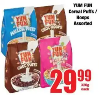 Boxer YUM FUN Cereal Puffs/ Hoops Assorted offer