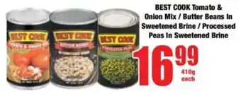 Boxer BEST COOK Tomato & Onion Mix/ Butter Beans In Sweetened Brine/ Processed Peas In Sweetened Brine offer