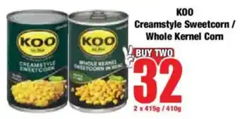 Boxer KOO Creamstyle Sweetcorn/ Whole Kernel Corn offer