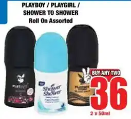 Boxer PLAYBOY/ PLAYGIRL/ SHOWER TO SHOWER Roll On Assorted offer