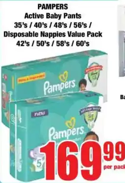 Boxer PAMPERS Active Baby Pants/ Disposable Nappies Value Pack offer