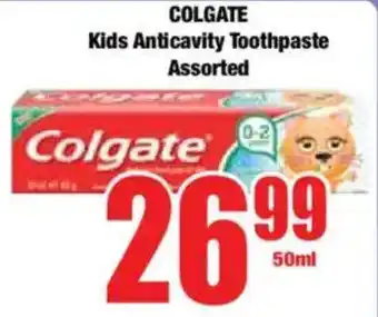 Boxer COLGATE Kids Anticavity Toothpaste Assorted offer