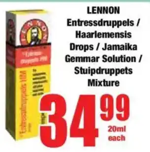 Boxer LENNON Entressdruppels/ Haarlemensis Drops/ Jamaika Gemmar Solution/ Stuipdruppets Mixture offer