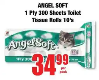 Boxer ANGEL SOFT 1 Ply 300 Sheets Toilet Tissue Rolls offer