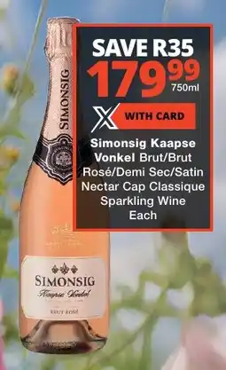 Liquor Shop Simonsig Kaapse Vonkel Brut/ Brut Rosé/ Demi Sec/ Satin Nectar Cap Classique Sparkling Wine offer