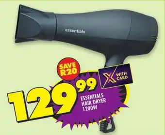 Shoprite Essentials hair dryer 1200w offer