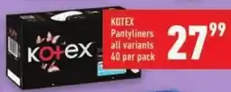 Shoprite KOTEX Pantyliners offer
