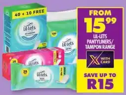 Shoprite Lil-lets pantyliners/ tampon range offer