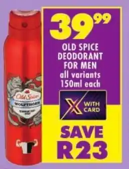 Shoprite Old spice deodorant for men offer