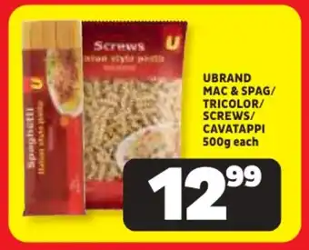 Usave Ubrand mac & spag/ tricolor/ screws/ cavatappi offer