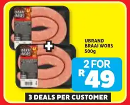 Usave Ubrand braai wors offer