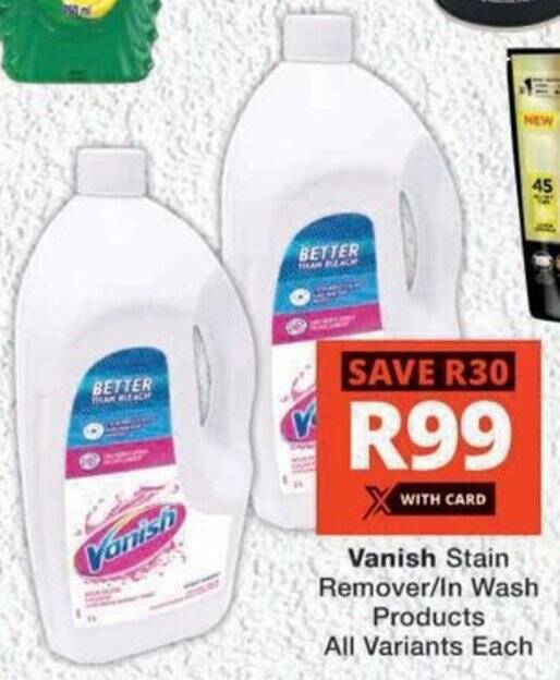 Prodectus Offer Vanish Stain Remover/ In Wash Products offer at MediRite