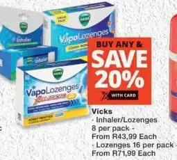 MediRite Vicks Inhaler/ Lozenges offer