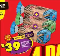 Shoprite Sasko More Slices White/Brown Bread 700g offer