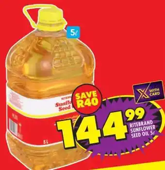 Shoprite RITEBRAND SUNFLOWER SEED OIL 5ℓ offer