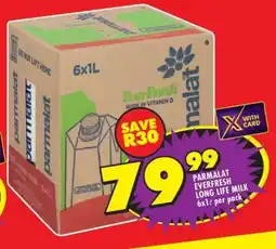 Shoprite PARMALAT EVERFRESH LONG LIFE MILK 6x1ℓ per pack offer