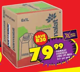 PARMALAT EVERFRESH LONG LIFE MILK 6x1ℓ per pack