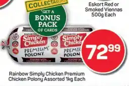 Pick n Pay Rainbow Simply Chicken Premium Chicken Polony Assorted offer