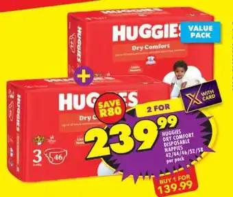 HUGGIES DRY COMFORT DISPOSABLE NAPPIES 42/44/46/52/58