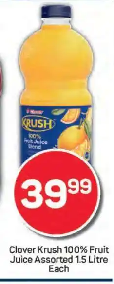 Pick n Pay Clover Krush 100% Fruit Juice Assorted 1.5 Litre offer