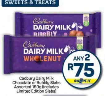 Pick n Pay Cadbury Dairy Milk Chocolate or Bubbly Slabs offer