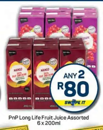 Pick n Pay PnP Long Life Fruit Juice Assorted 6 x 200ml offer