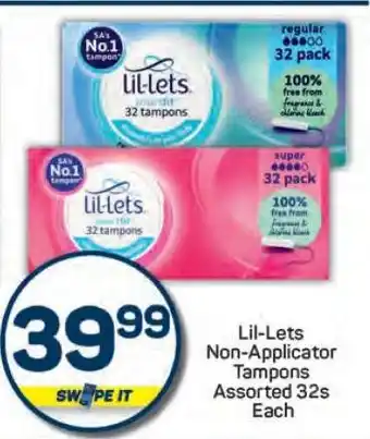 Pick n Pay Lil-Lets Non-Applicator Tampons Assorted 32s Each offer