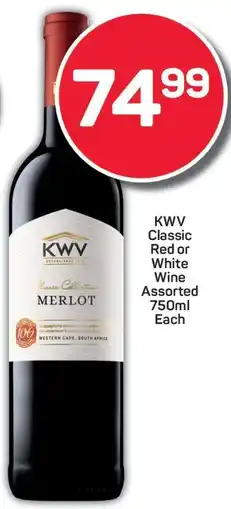 Pick n Pay KWV Classic Red or White Wine Assorted 750ml Each offer