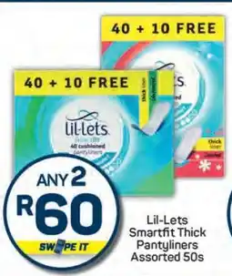 Pick n Pay Lil-Lets Smartfit Thick Pantyliners Assorted 50s offer