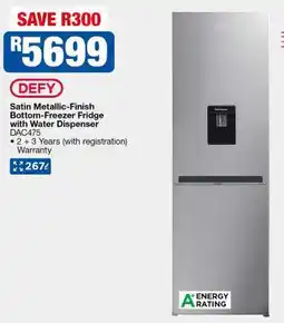 OK Furniture DEFY Satin Metallic-Finish Bottom-Freezer Fridge with Water Dispenser DAC475 offer