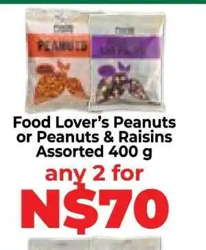 Food Lover's Market Food Lover’s Peanuts or Peanuts & Raisins Assorted 400 g offer