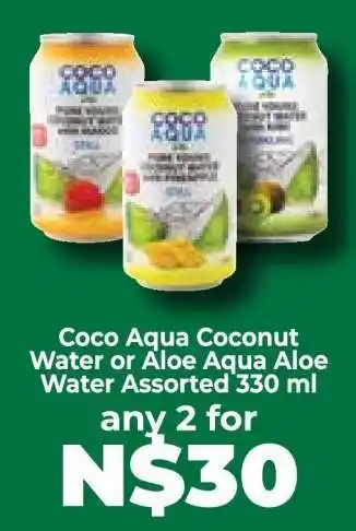 Food Lover's Market Coco Aqua Coconut Water or Aloe Aqua Aloe Water Assorted 330 ml offer