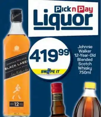 Pick n Pay Johnnie Walker 12-Year-Old Blended Scotch Whisky 750ml offer