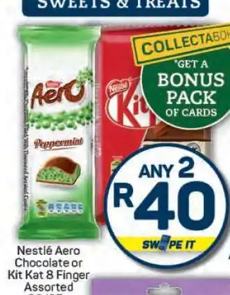 Pick n Pay Nestlé Aero Chocolate or Kit Kat 8 Finger Assorted offer