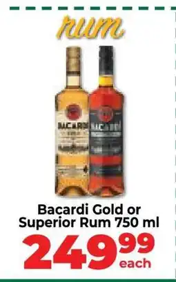 Food Lover's Market Bacardi Gold or Superior Rum 750 ml offer