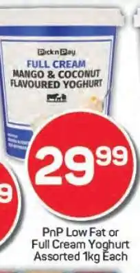 Pick n Pay PnP Low Fat or Full Cream Yoghurt offer