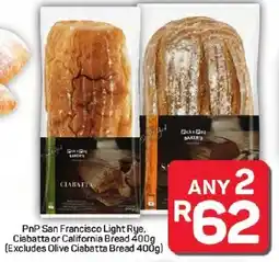 Pick n Pay Hypermarket PnP San Francisco Light Rye, Ciabatta or California Bread 400g [Excludes Olive Ciabatta Bread offer